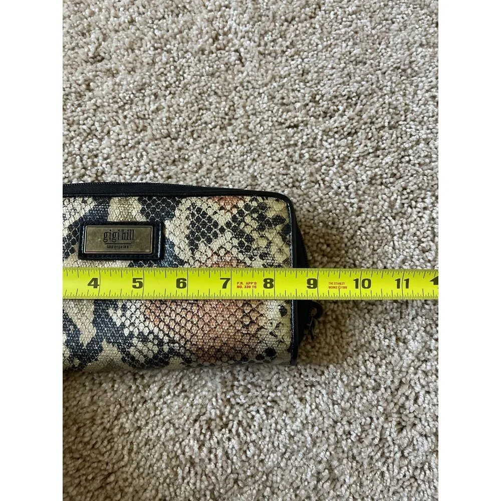 Gigi Hill Los Angeles Snake Skin Print Clutch Wallet‎ Brown Multicolor